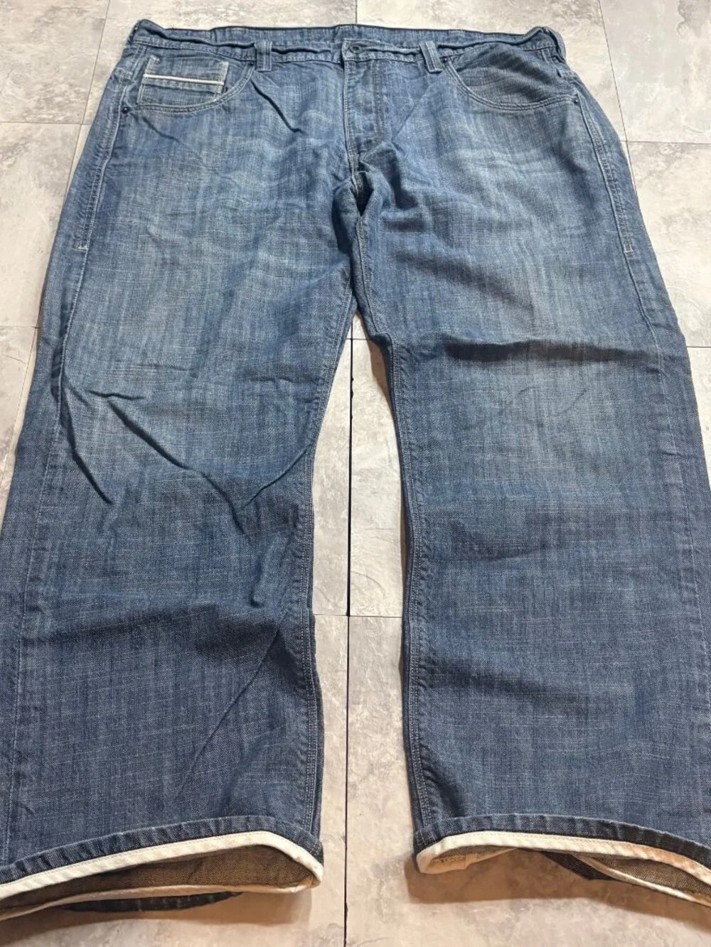 Levi's 569 Loose Straight Jeans 40x32 Light Blue Flap Pocket Y2K